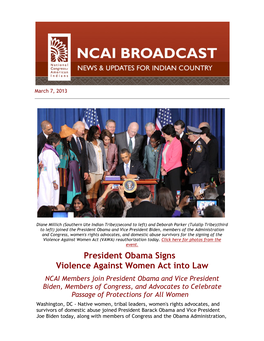 President Obama Signs Violence Against Women Act Into Law