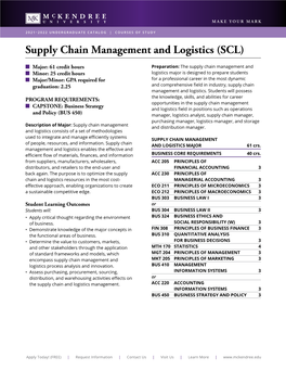 Supply Chain Management and Logistics (SCL)