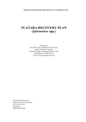 TUATARA RECOVERY PLAN (Sphenodon Spp.)
