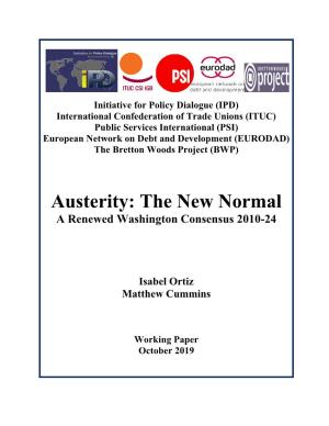 Austerity: the New Normal a Renewed Washington Consensus 2010-24