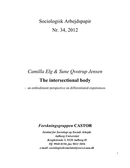 The Intersectional Body – an Embodiment Perspective on Differentiated Experiences