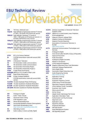 ABBREVIATIONS EBU Technical Review
