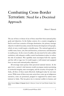 Combatting Cross-Border Terrorism: Need for a Doctrinal Approach