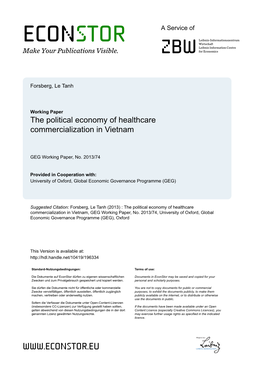 The Political Economy of Healthcare Commercialization in Vietnam