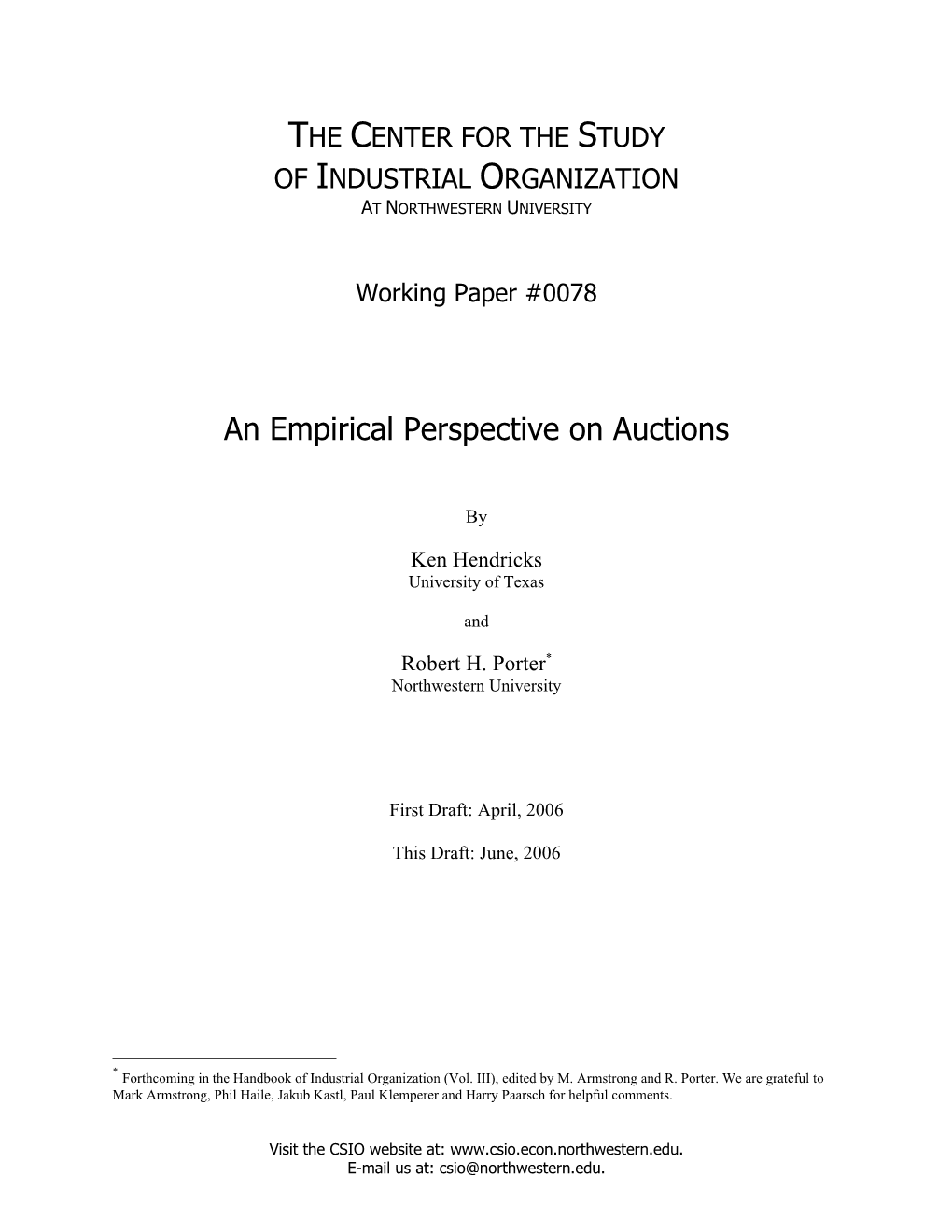 An Empirical Perspective on Auctions