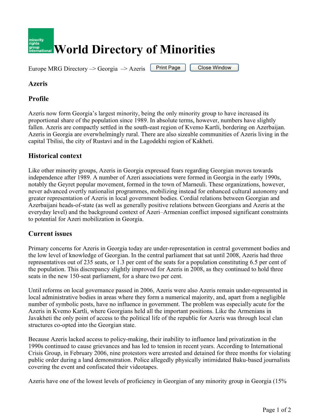 World Directory of Minorities