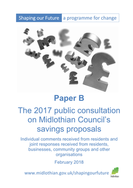 Paper B the 2017 Public Consultation on Midlothian Council's Savings