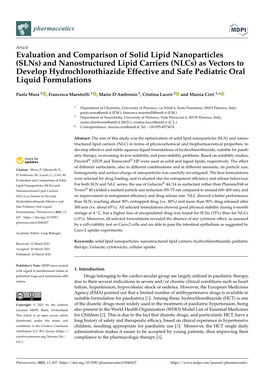 Evaluation and Comparison of Solid Lipid Nanoparticles (Slns) And
