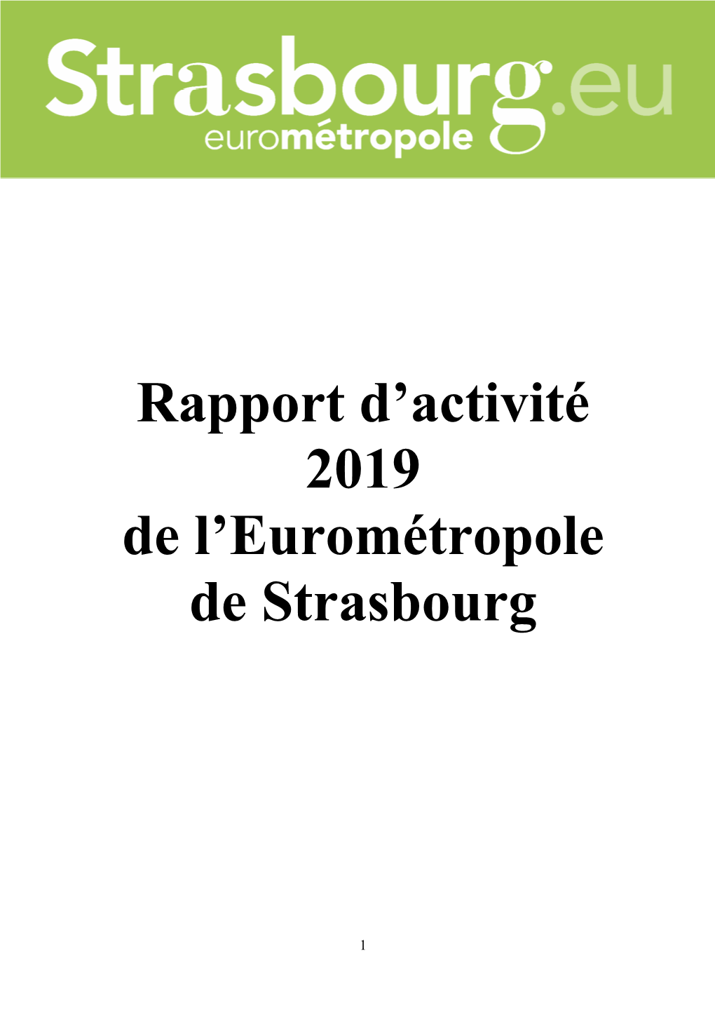 En-Tête Rapport D'activité 2019 De L'eurométropole De Strasbourg