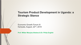 Tourism Product Development in Uganda: a Strategic Stance