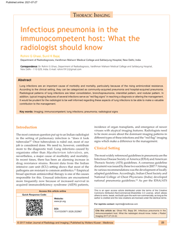 Infectious Pneumonia in the Immunocompetent Host: What the Radiologist Should Know