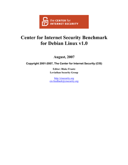 Center for Internet Security Benchmark for Debian Linux V1.0