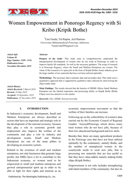 Women Empowerment in Ponorogo Regency with Si Kribo (Kripik Bothe)