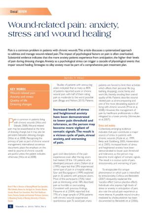 Wound-Related Pain: Anxiety, Stress and Wound Healing