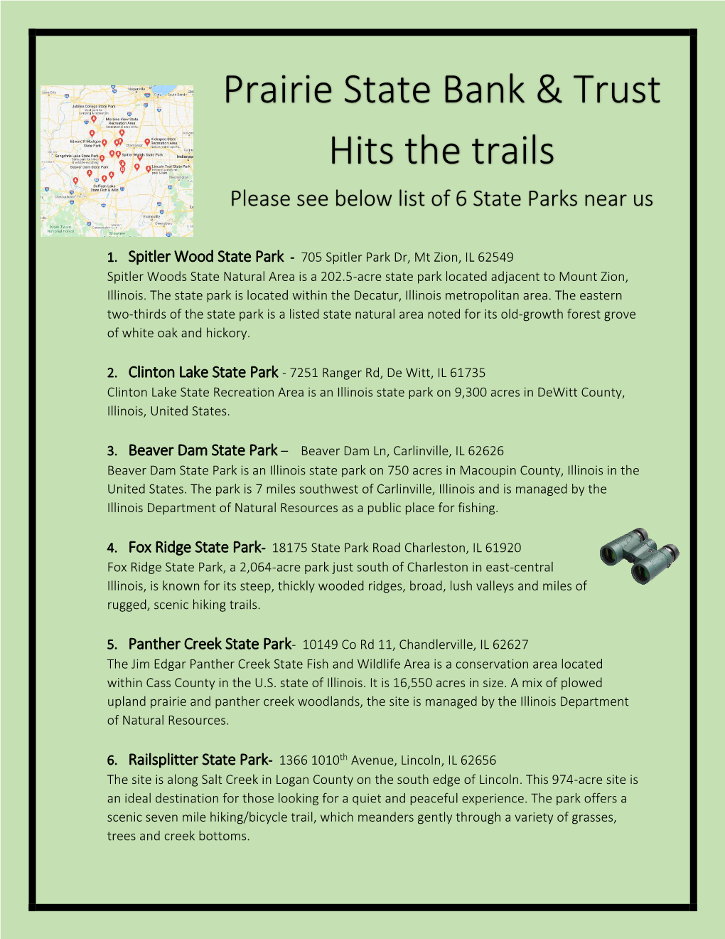 Prairie State Bank & Trust Hits the Trails
