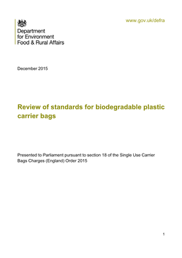 Review of Standards for Biodegradable Plastic Carrier Bags