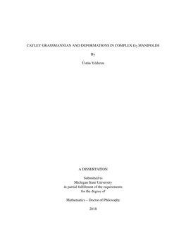 Cayley Grassmannian and Deformations in Complex G2 Manifolds