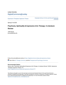 Psychosis, Spirituality & Expressive Arts Therapy: a Literature Review