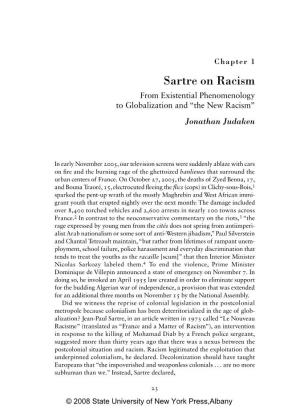 Sartre on Racism from Existential Phenomenology to Globalization and “The New Racism” Jonathan Judaken