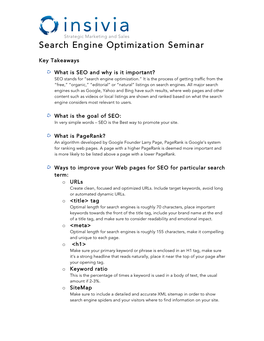 Search Engine Optimization Seminar
