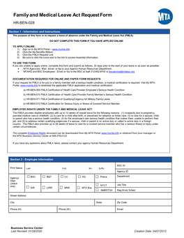 Family and Medical Leave Act Request Form