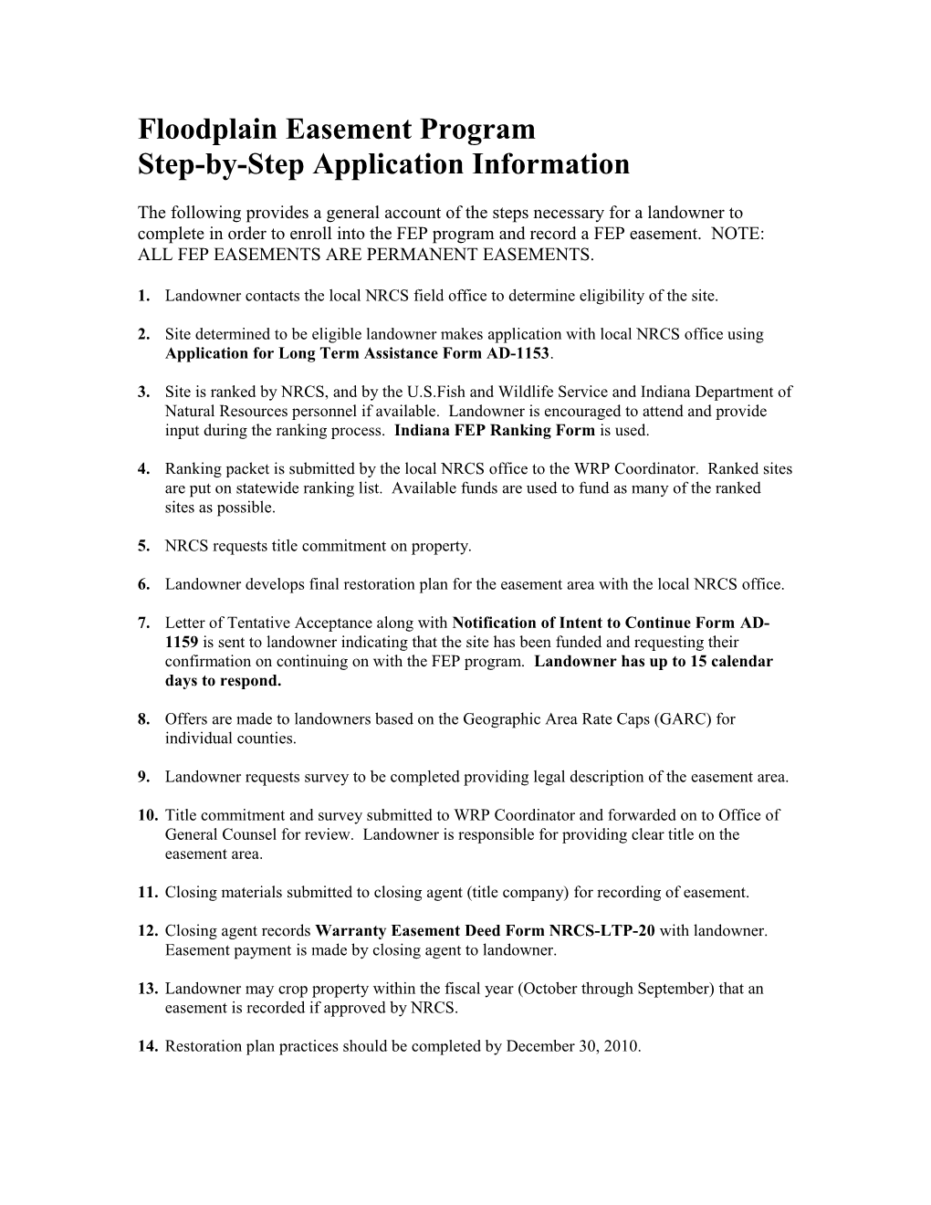 Floodplain Easement Program