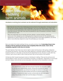 Barn Fires Involving Farm Animals Accidents Involving Farm Animals Can Be Reduced Through Awareness and Education