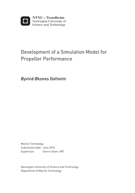 Development of a Simulation Model for Propeller Performance