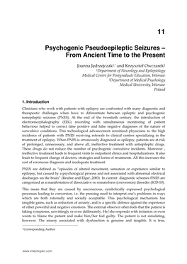 Psychogenic Pseudoepileptic Seizures – from Ancient Time to the Present
