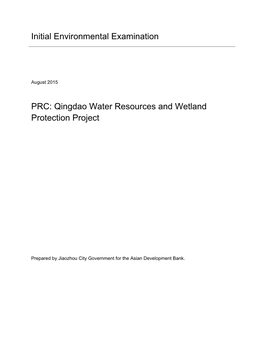 Initial Environmental Examination PRC: Qingdao Water Resources