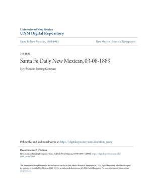 Santa Fe Daily New Mexican, 03-08-1889 New Mexican Printing Company