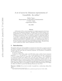 A Set of Moves for Johansson Representation of 3-Manifolds. An