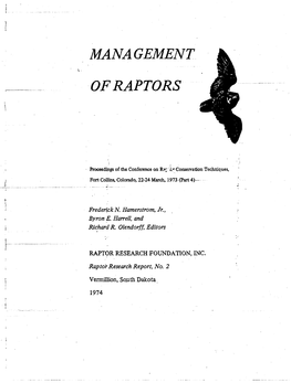 Management of Raptors: Proceedings Of