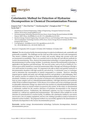 Colorimetric Method for Detection of Hydrazine Decomposition in Chemical Decontamination Process