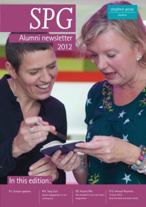 Alumni Newsletter 2012 in This Edition