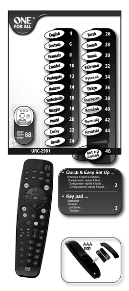 AAA • Quick & Easy Set up ... • Key Pad ... URC-2981