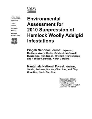 Environmental Assessment for 2010 Suppression of Hemlock Woolly