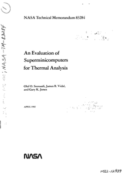 ' an Evaluation of ^0 Superminicomputers ^ for Thermal Analysis