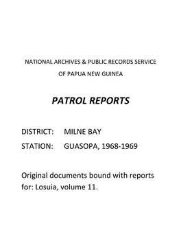 Patrol Reports
