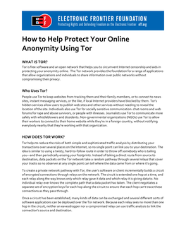 How to Help Protect Your Online Anonymity Using Tor