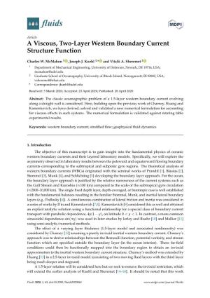 A Viscous, Two-Layer Western Boundary Current Structure Function