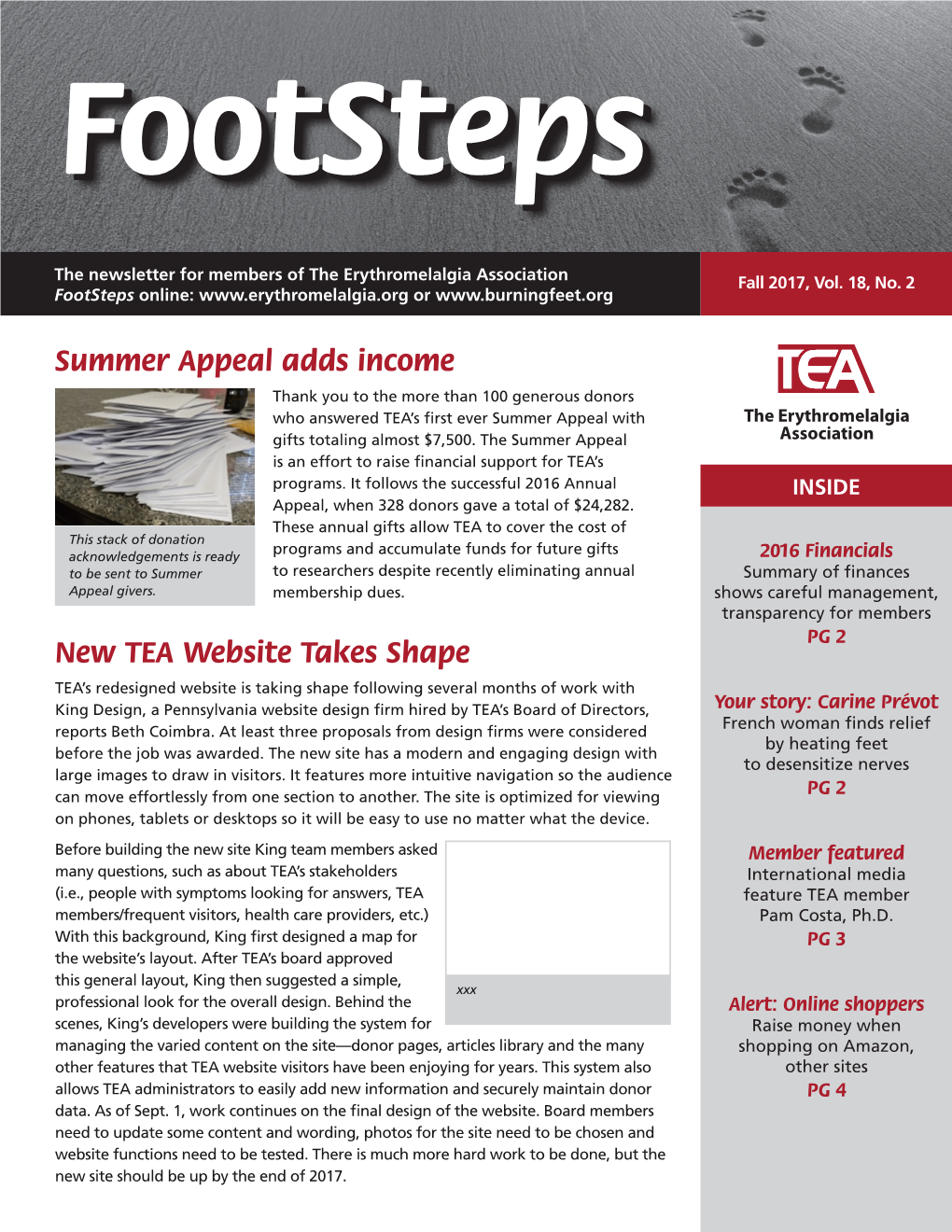 Summer Appeal Adds Income New TEA Website Takes Shape