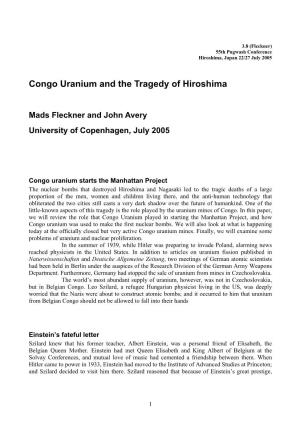 Congo Uranium and the Tragedy of Hiroshima / Mads Fleckner And