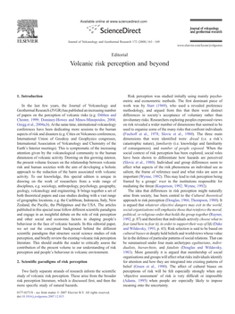 Volcanic Risk Perception and Beyond