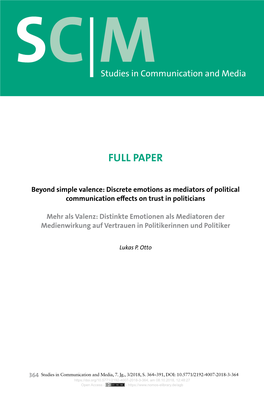 Beyond Simple Valence: Discrete Emotions As Mediators of Political Communication Effects on Trust in Politicians