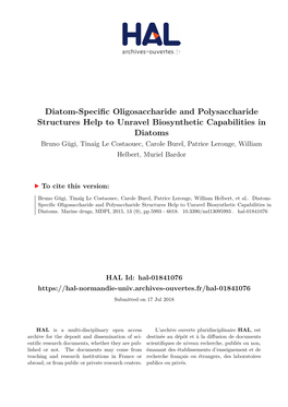 Diatom-Specific Oligosaccharide And
