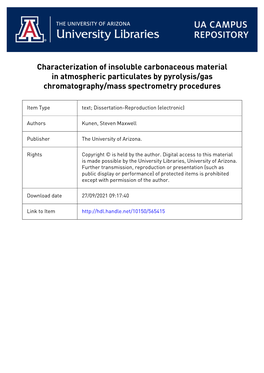 Characterization of Insoluble Carbonaceous Material in Atmospheric Particulates by Pyrolysis/Gas Chromatography/Mass Spectrometry Procedures