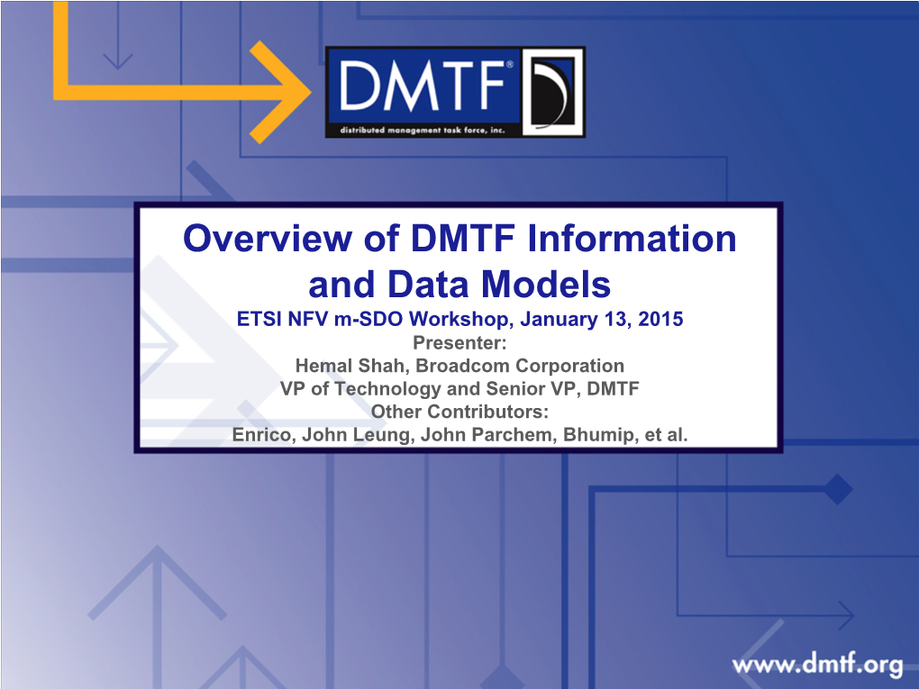Overview of DMTF Information and Data Models
