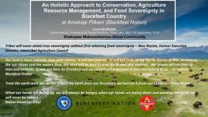 Blackfeet Nation) Loren Birdrattler Fourth Annual Conference on Native Nutrition– Prior Lake, MN // 16 September, 2019 Shakopee Mdewankanton Sioux Community