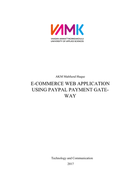 E-Commerce Web Application Using Paypal Payment Gate- Way